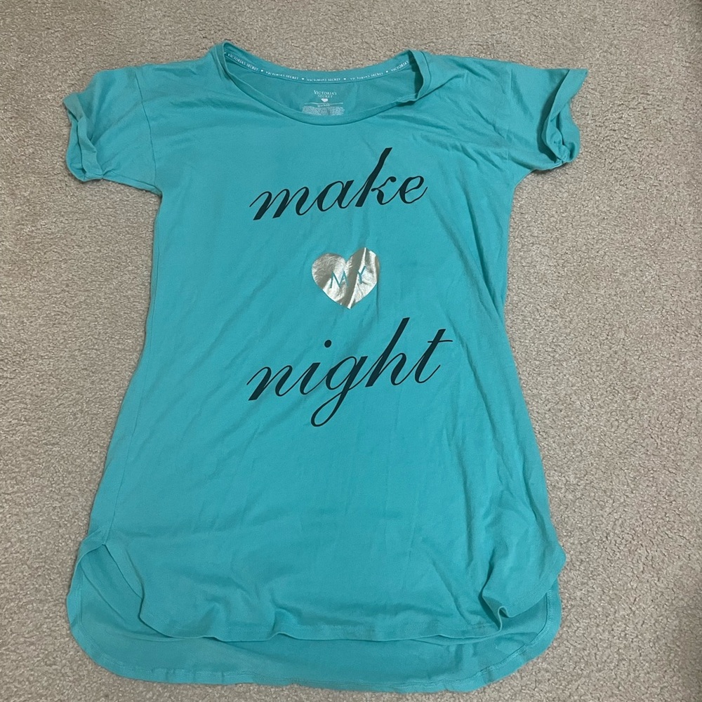 Women’s Victoria’s Secret turquoise sleep shirt tunic length size small NWOT
